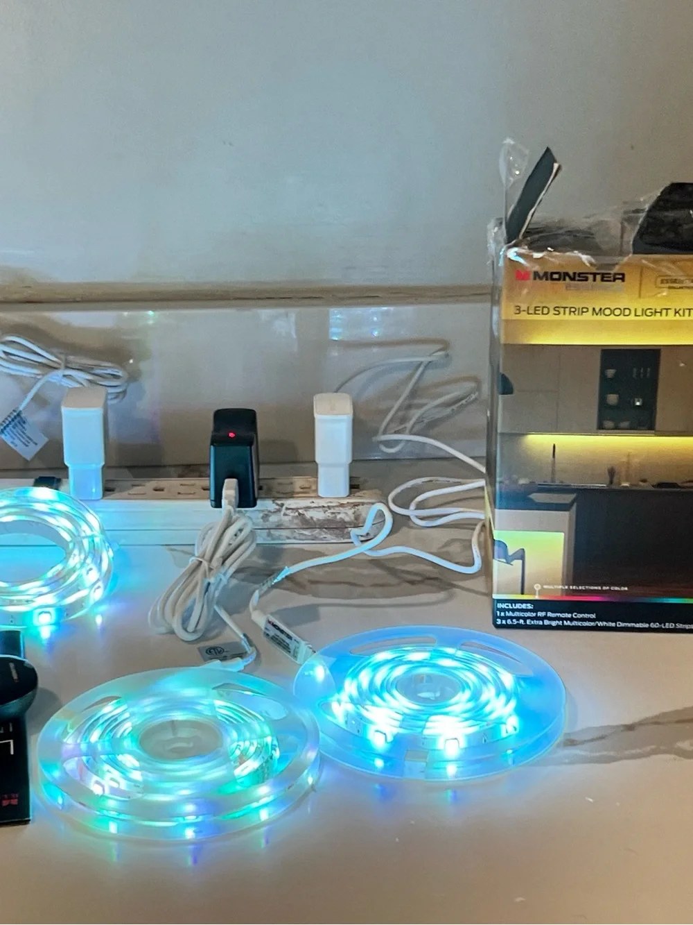 Monster IllumiEssence Essentials 3-6.5 ft LED Strip Kit Color Changing RF Remote